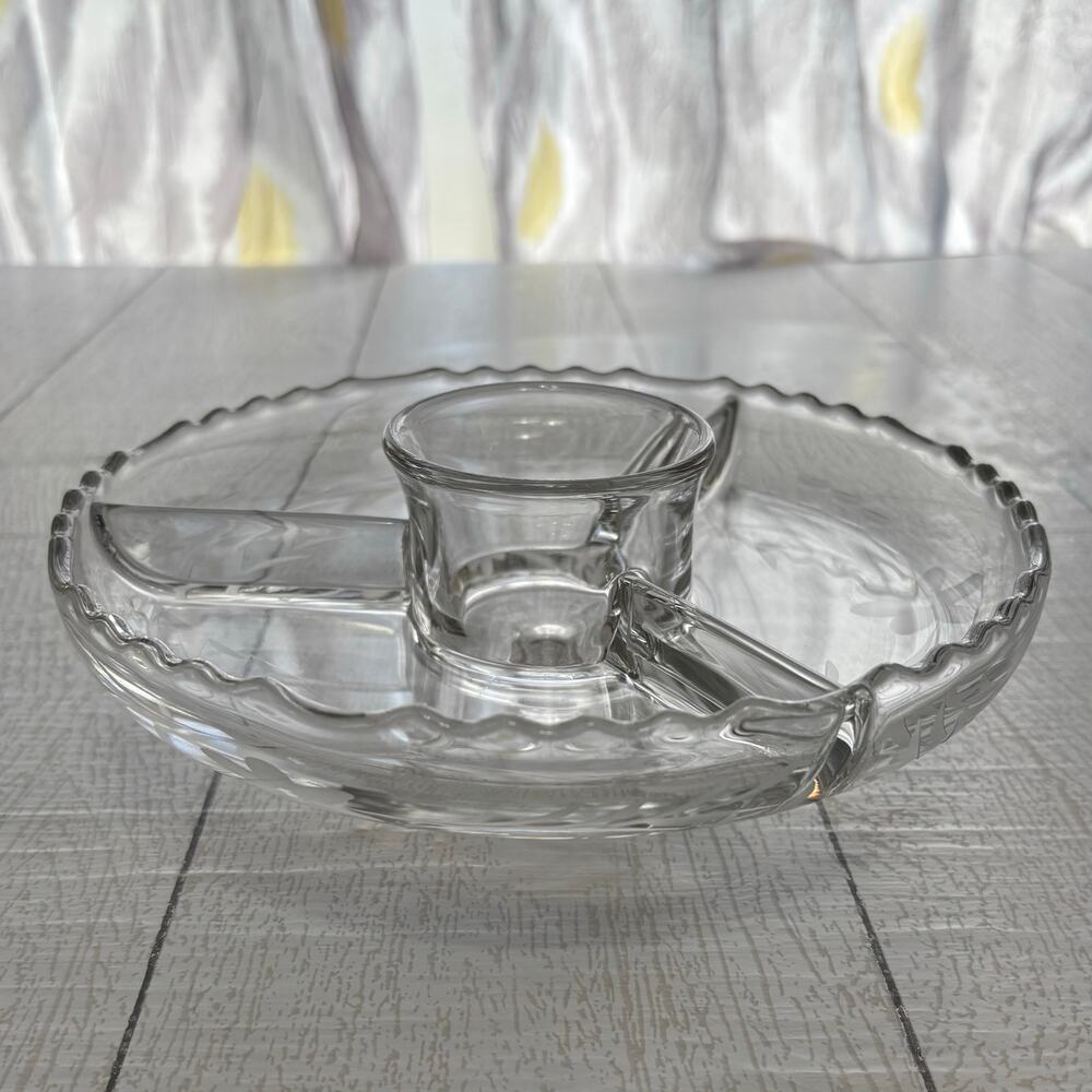 Replacement Glass Divided Serving Tray for Threaded Stand